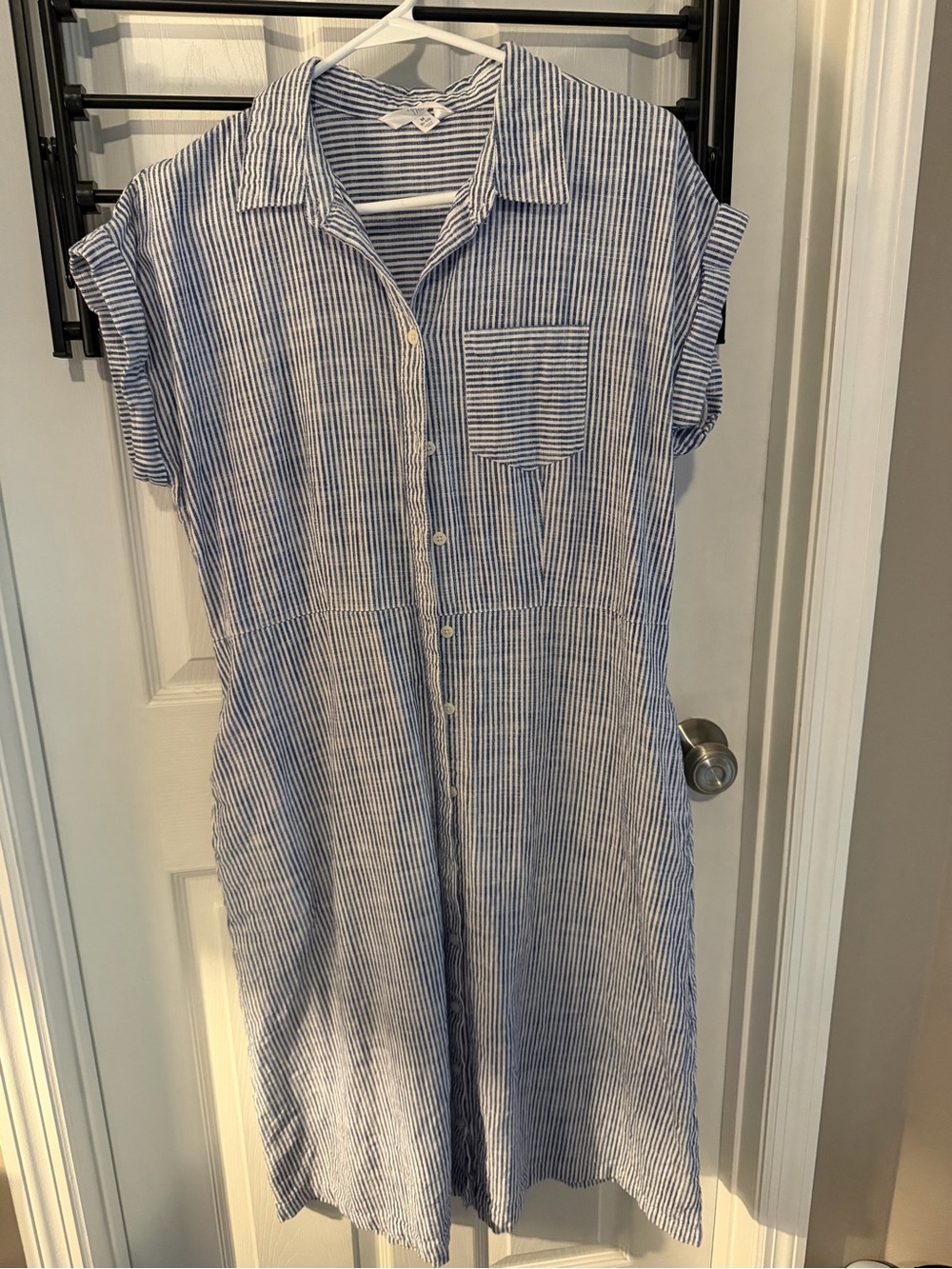 Time and Tru Navy and White Striped Top